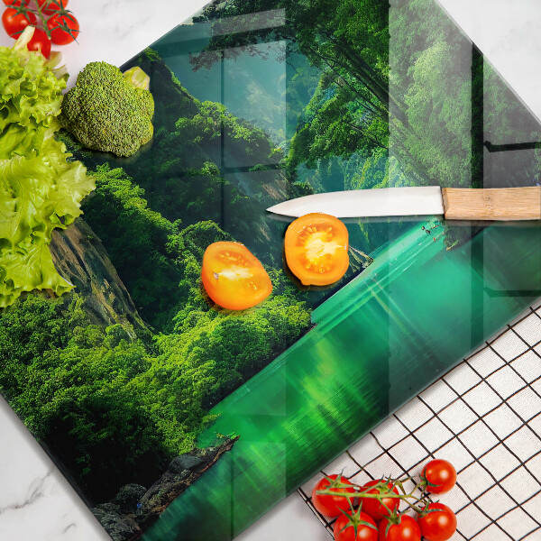 Skärbräda i härdat glas Lagunlandskap