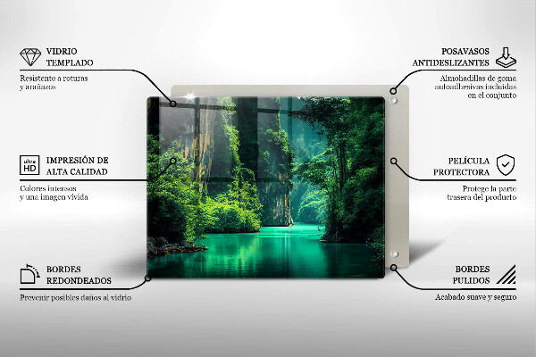 Skärbräda i härdat glas Lagunlandskap