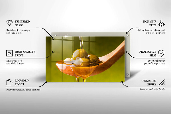 Skärbräda i härdat glas Olivolja och oliver