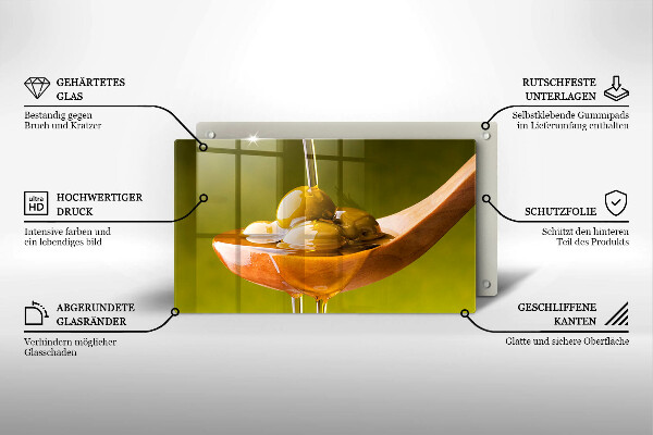 Skärbräda i härdat glas Olivolja och oliver