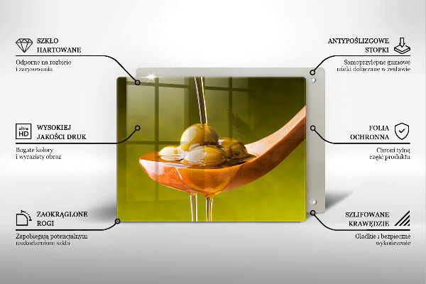 Skärbräda i härdat glas Olivolja och oliver