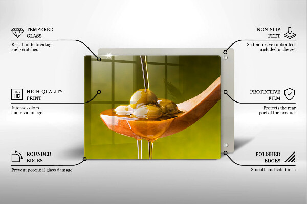 Skärbräda i härdat glas Olivolja och oliver