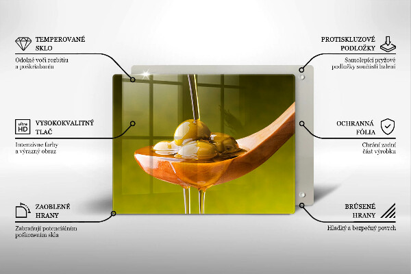 Skärbräda i härdat glas Olivolja och oliver