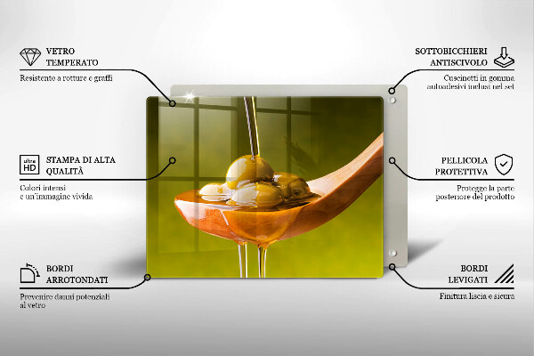 Skärbräda i härdat glas Olivolja och oliver