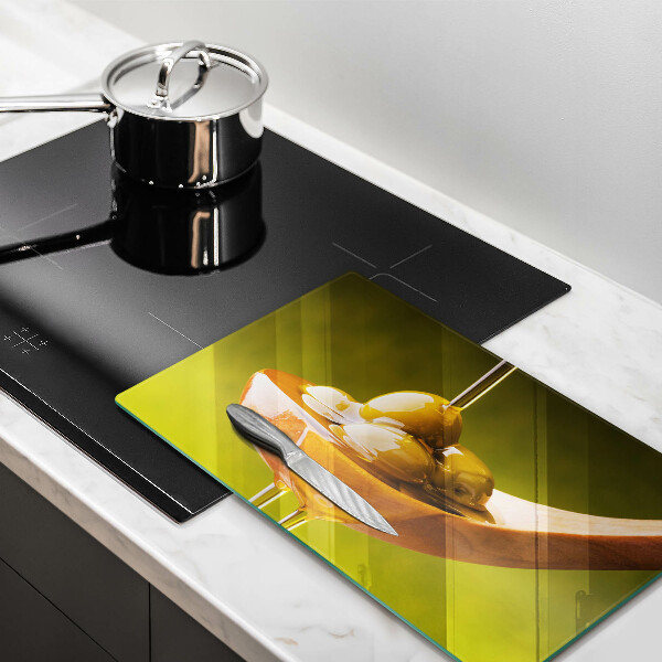 Skärbräda i härdat glas Olivolja och oliver