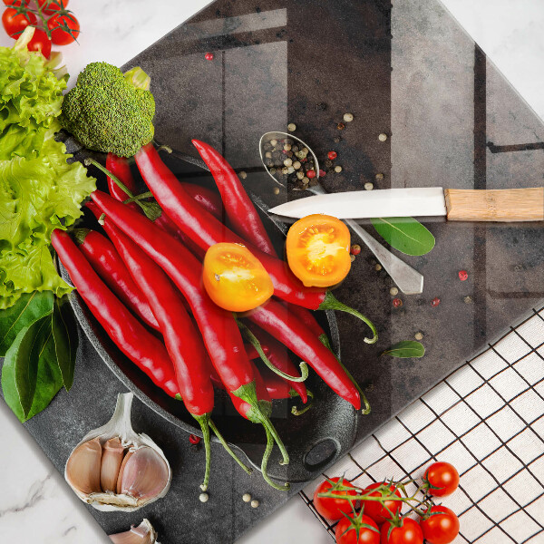 Skärbräda i härdat glas Röd chilipeppar