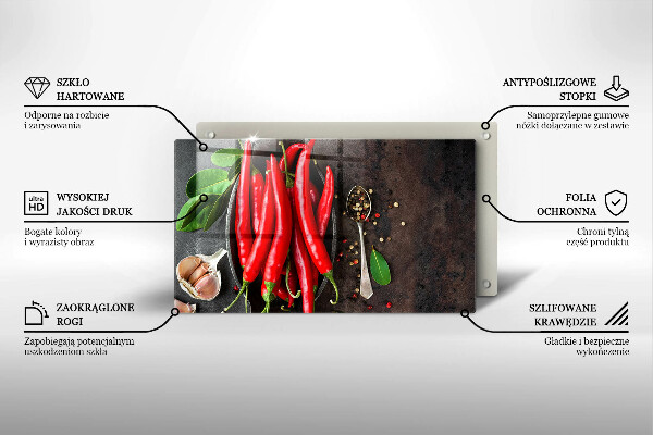 Skärbräda i härdat glas Röd chilipeppar