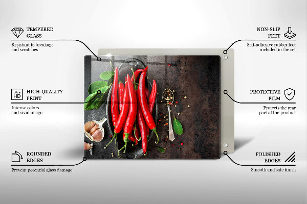 Skärbräda i härdat glas Röd chilipeppar