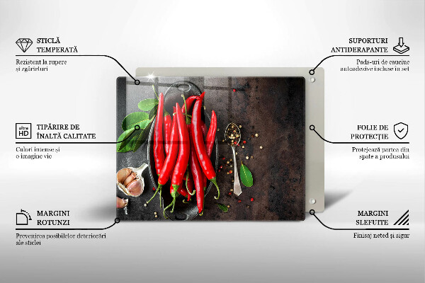 Skärbräda i härdat glas Röd chilipeppar