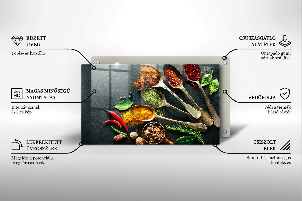 Skärbräda i härdat glas Köksskedar kryddor