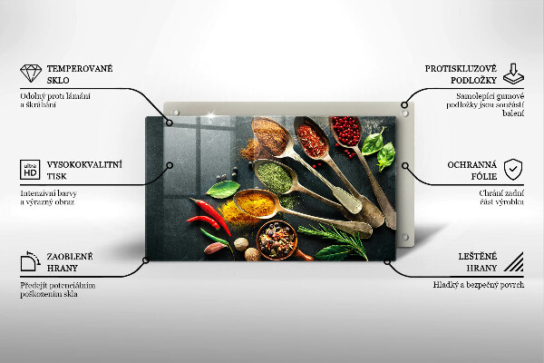 Skärbräda i härdat glas Köksskedar kryddor