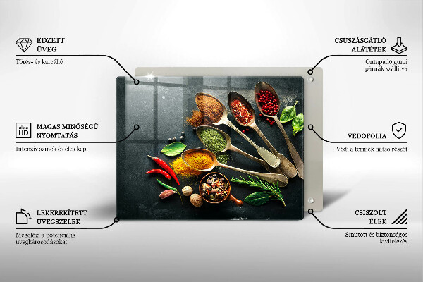 Skärbräda i härdat glas Köksskedar kryddor