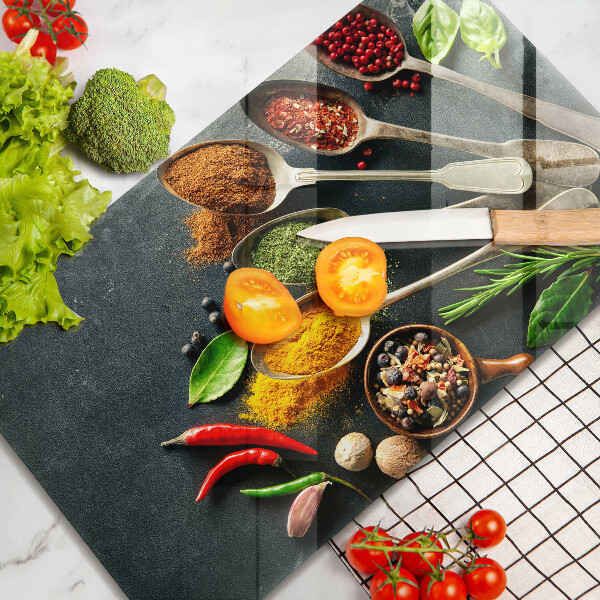 Skärbräda i härdat glas Köksskedar kryddor