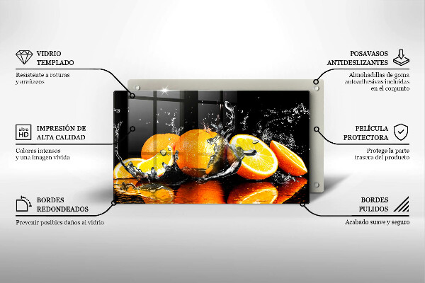 Skärbräda i härdat glas Saftig orange frukt