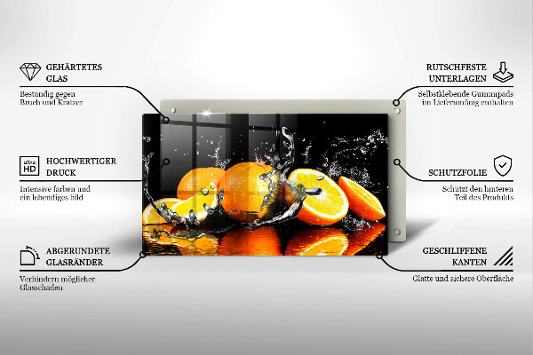 Skärbräda i härdat glas Saftig orange frukt