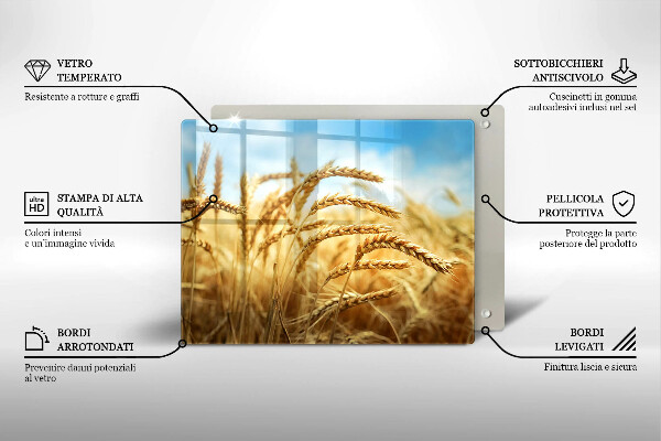 Skärbräda i härdat glas Öron av säd på fältet