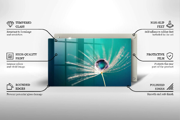 Skärbräda i härdat glas Dagg på maskrosen