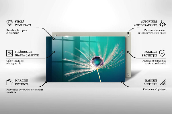 Skärbräda i härdat glas Dagg på maskrosen