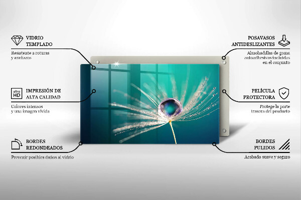 Skärbräda i härdat glas Dagg på maskrosen