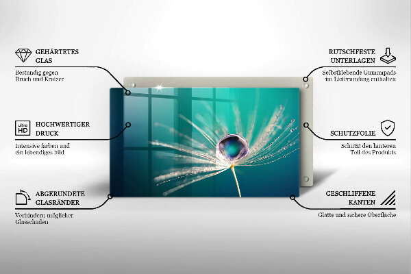 Skärbräda i härdat glas Dagg på maskrosen