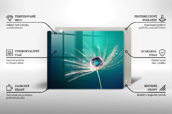 Skärbräda i härdat glas Dagg på maskrosen