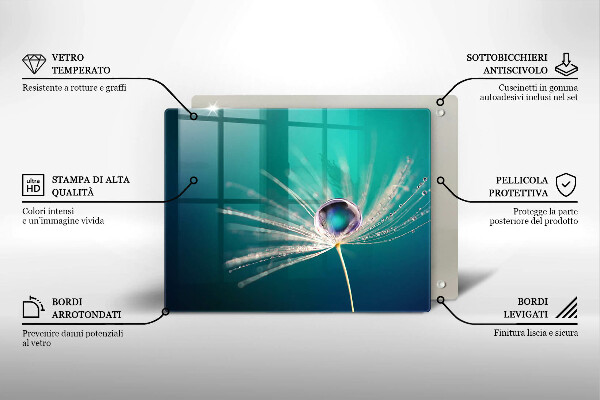 Skärbräda i härdat glas Dagg på maskrosen