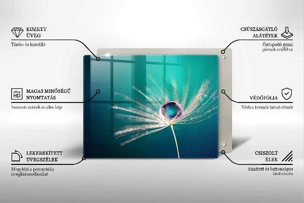 Skärbräda i härdat glas Dagg på maskrosen