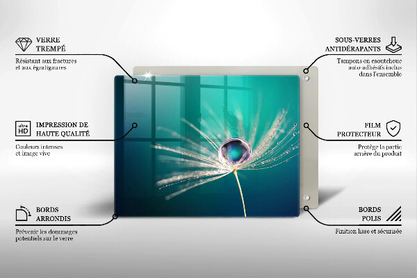 Skärbräda i härdat glas Dagg på maskrosen