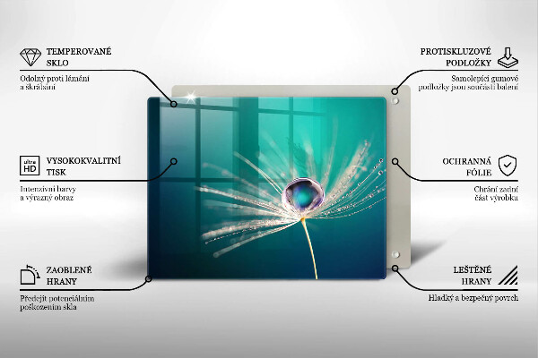 Skärbräda i härdat glas Dagg på maskrosen