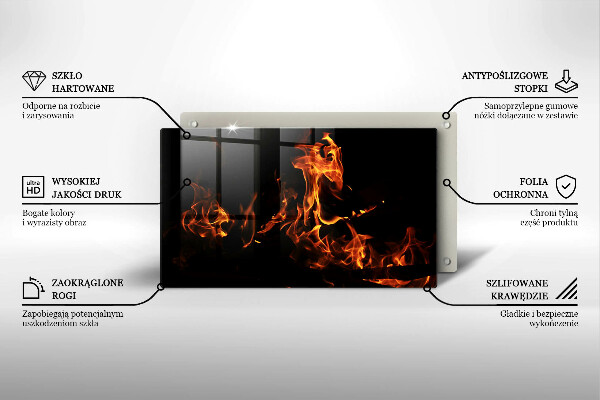 Skärbräda i härdat glas Eld, levande låga