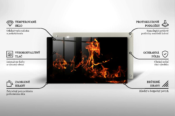 Skärbräda i härdat glas Eld, levande låga