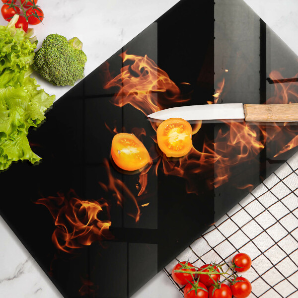 Skärbräda i härdat glas Eld, levande låga