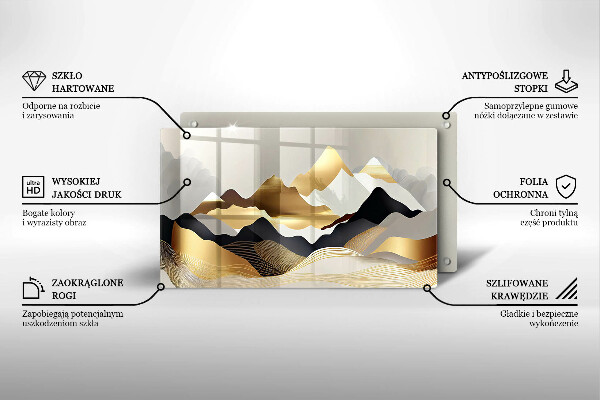 Skärbräda i härdat glas Abstrakta gyllene berg