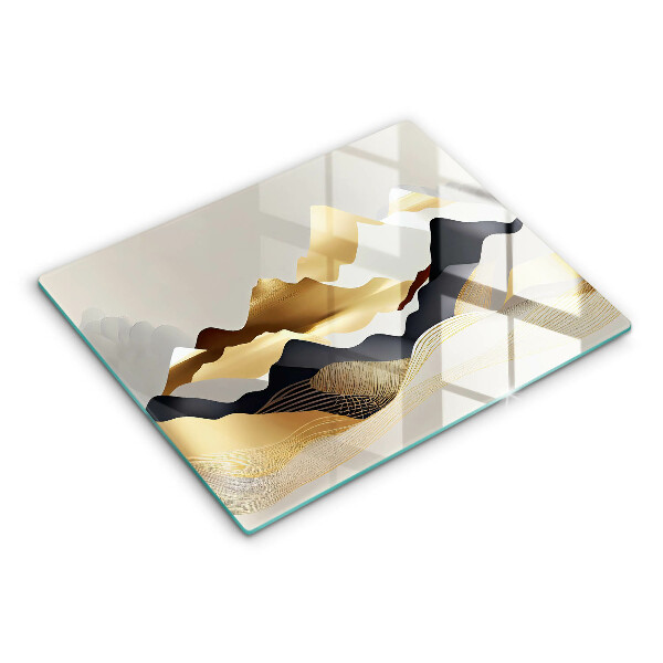 Skärbräda i härdat glas Abstrakta gyllene berg