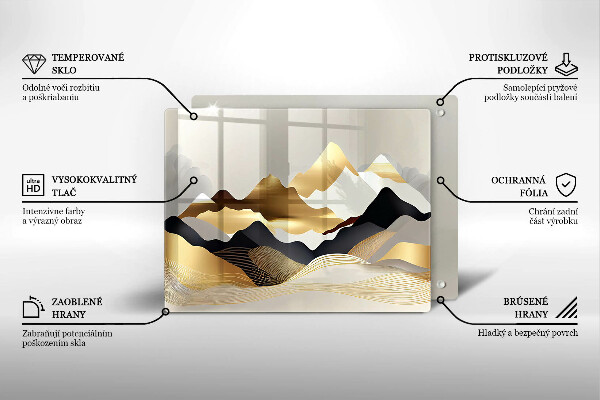 Skärbräda i härdat glas Abstrakta gyllene berg