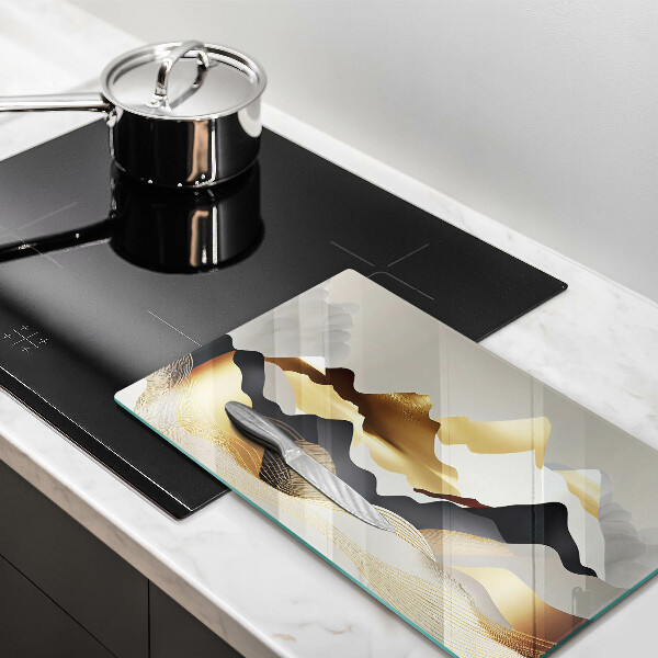 Skärbräda i härdat glas Abstrakta gyllene berg