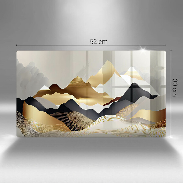 Skärbräda i härdat glas Abstrakta gyllene berg