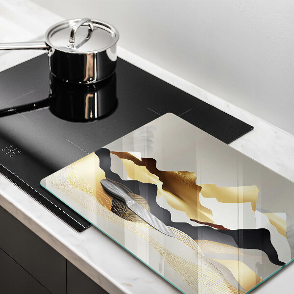 Skärbräda i härdat glas Abstrakta gyllene berg