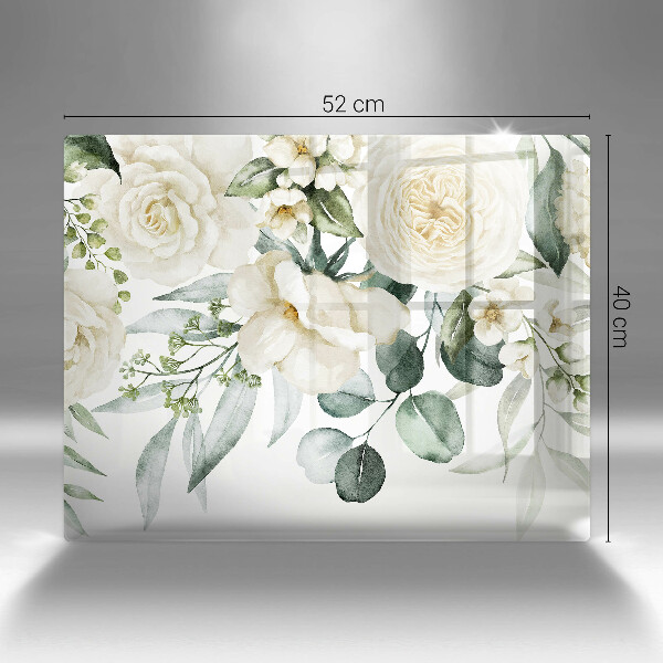 Skärbräda i härdat glas Akvarell blommor