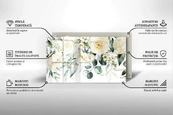 Skärbräda i härdat glas Akvarell blommor