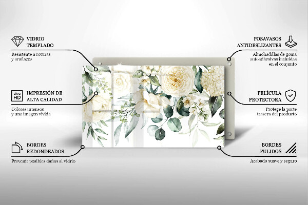 Skärbräda i härdat glas Akvarell blommor