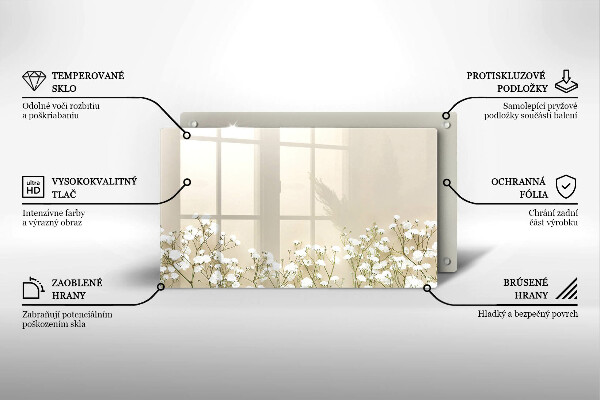 Skärbräda i härdat glas Gypsophila boho blommor