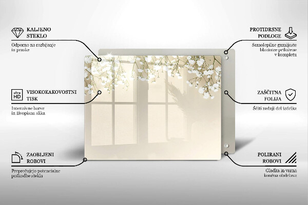 Skärbräda i härdat glas Gypsophila boho blommor