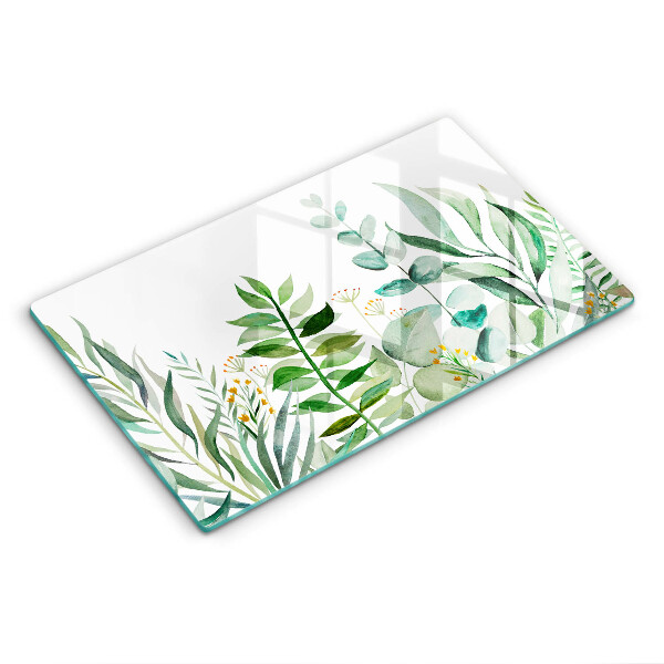 Skärbräda i härdat glas Illustration av växtblad