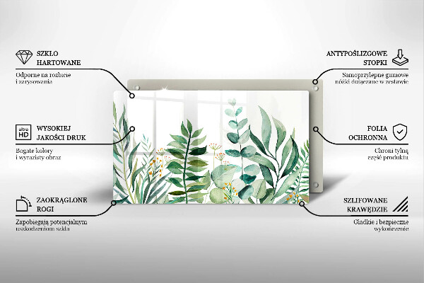 Skärbräda i härdat glas Illustration av växtblad