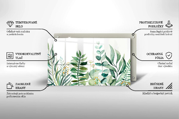 Skärbräda i härdat glas Illustration av växtblad