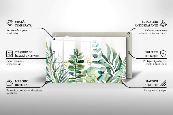 Skärbräda i härdat glas Illustration av växtblad