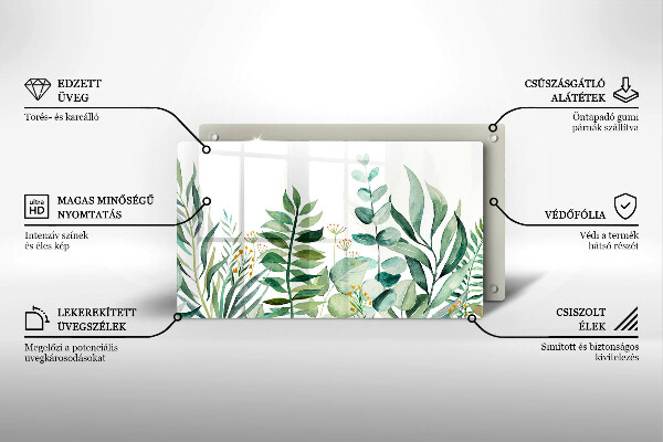 Skärbräda i härdat glas Illustration av växtblad