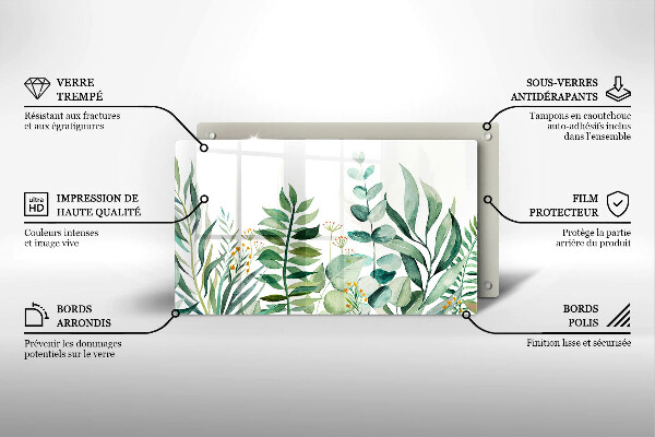 Skärbräda i härdat glas Illustration av växtblad