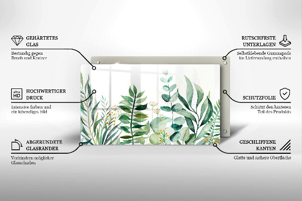 Skärbräda i härdat glas Illustration av växtblad
